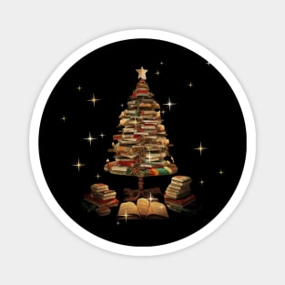 Christmas Library Tree Lights For Librarian And Book Lover Magnet